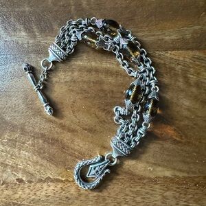 SCOTT KAY SS MULTI LINK BROWN TOPAZ BRACELET